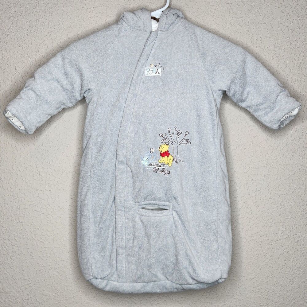 Vintage 2000s Y2K Disney Baby Winnie the Pooh Bunting Sack Snowsuit - Gray 6-9M